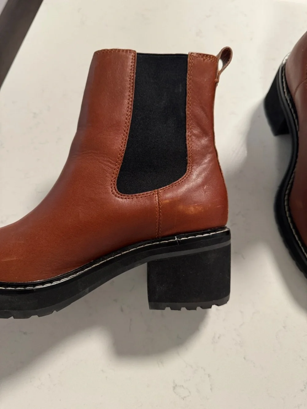 Madewell Chelsea Block Heel Boot in Cognac Brown - Picture 5 of 7
